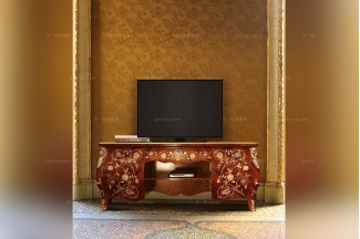 Minotti Luigi&Benigno歐式實(shí)木雕花木飾面拼花電視柜