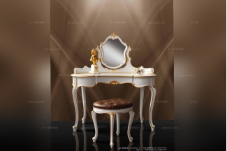 Minotti Luigi&Benigno歐式實(shí)木雕花白色描金系列妝臺(tái)