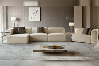 時尚輕奢家具意大利100%純進口別墅家具品牌客廳高彈海棉布藝轉角沙發(fā)系列！