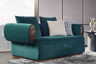 高端別墅豪宅家具星級酒店家具品牌后現(xiàn)代輕奢風(fēng)格客廳時(shí)尚創(chuàng)意綠色皮藝雙人沙發(fā)