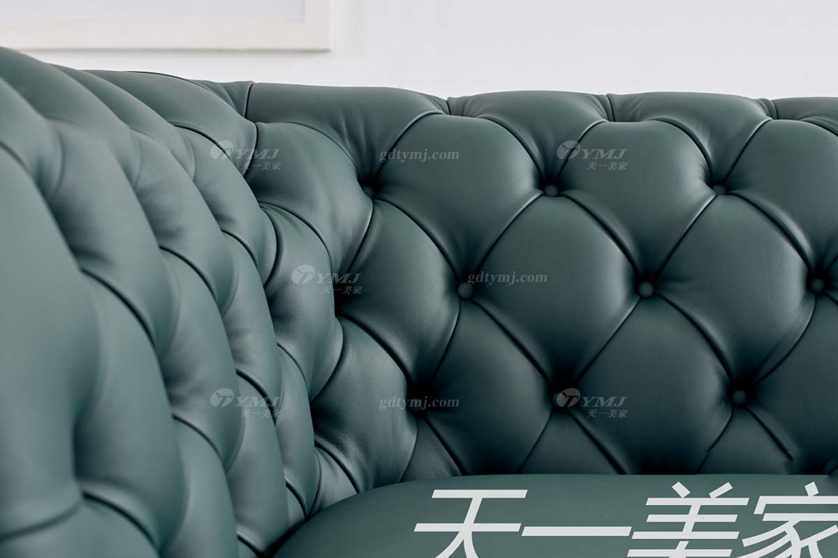 極簡風格家具高端別墅會所大宅簡約實木綠色半皮單位沙發(fā)WD601沙發(fā)