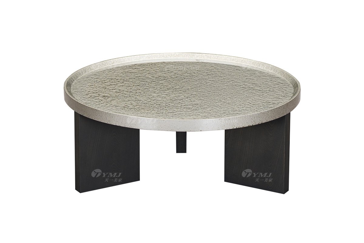 時(shí)尚高端意式極簡(jiǎn)家具大宅家用實(shí)木+水波紋色圓幾圓茶幾圓角幾2208小圓幾卡其色