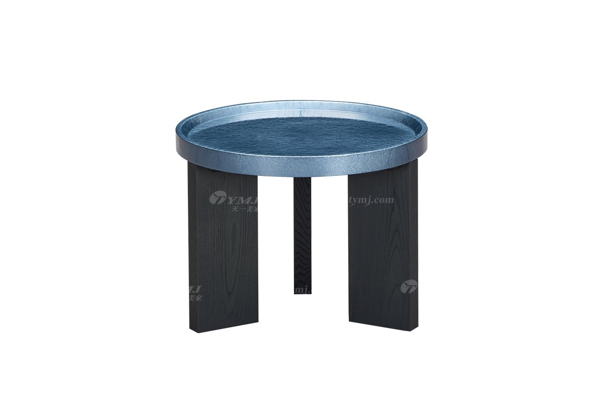 時(shí)尚高端意式極簡(jiǎn)家具大宅家用實(shí)木+水波紋色圓幾圓茶幾圓角幾2208圓角幾藍(lán)色